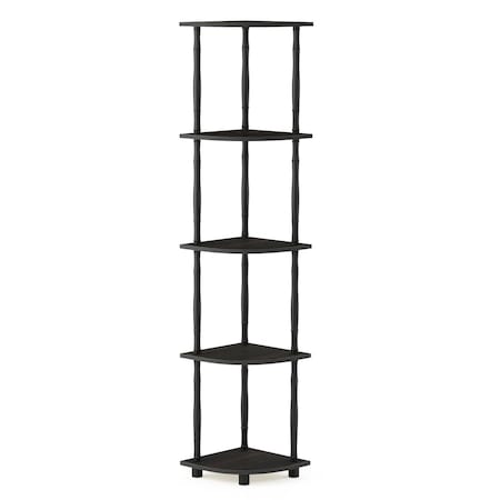 Furinno Turn-N-Tube 5 Tier Corner Display Rack Shelving Unit, Espresso & Black - 57.7 x 11.6 x 11.6 in. 18035EX/BK